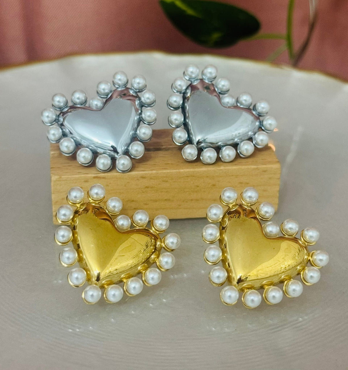 ✨Pantallas Corazón Perlado- Stainless Steel